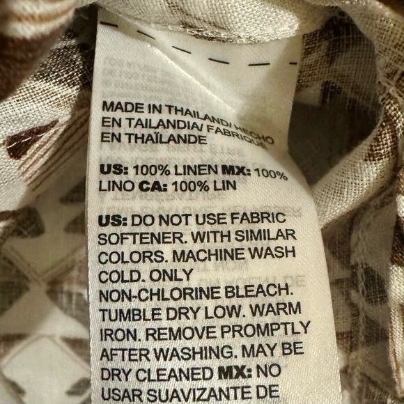 Chicos Size 4 US XXL 20 Linen Fun Time CEO No Iron Maxi Tunic 3/4 Sleeve Brown - Picture 7 of 9